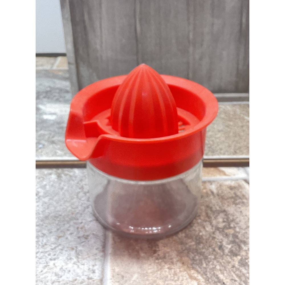Vintage Gemco Red Glass Manual Citrus Juicer Reamer Made in USA Retro Kitchen